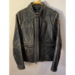 Harley Davidson Womens Black Leather Jacket Size Medium
